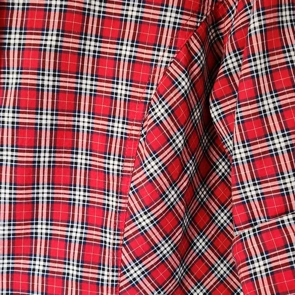 Tommy Hilfiger, Women's, Sz 10, Red, Black, White, Navy Plaid Blouse - Picture 4 of 8